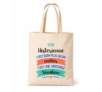 Tote bag beige Historienne une vocation Sac shopping Cadeau Collègue