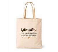 Tote bag beige Laborantine une passion Sac shopping Cadeau Collègue