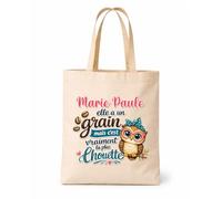 Tote bag beige Marie-Paule Chouette Grain Sac shopping réutilisable