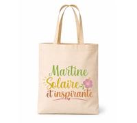 Tote bag beige Martine Solaire Inspirante Sac shopping réutilisable