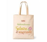 Tote bag beige Mathématicienne Solaire Inspirante Sac shopping réutilisable