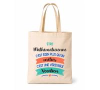 Tote bag beige Mathématicienne une vocation Sac shopping Cadeau Collègue