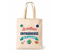 Tote bag beige Meilleure Entraîneuse de l'univers Sac shopping réutilisable
