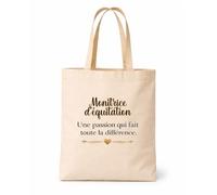 Tote bag beige Monitrice d'équitation une passion Sac Cadeau Fin d'années