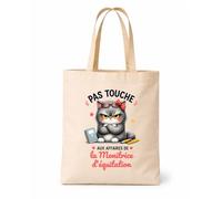 Tote bag beige Pas touche la Monitrice d'équitation Sac Cadeau Fin d'années