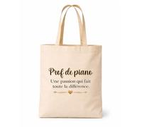 Tote bag beige Prof de piano une passion Sac cadeau fin d'années