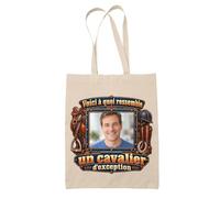 Tote Bag Beige Voici à Quoi Ressemble un Cavalier d'Exception Personnalisable avec Votre Photo | Sac Coton Fairtrade 10 L Anses 70 cm | Courses Bureau Plage Marché | Idée Cadeau Maîtresse Noël Départ