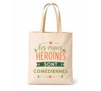 Tote bag beige Vraies Héroïnes Comédiennes Sac shopping réutilisable
