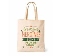 Tote bag beige Vraies Héroïnes Prof de chant Sac cadeau fin d'années