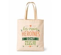 Tote bag beige Vraies Héroïnes Prof de karaté Sac cadeau fin d'années