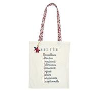 Tote bag blanc et rouge avec message ""Merci d?être?"" (36,5x42 cm) - GRATIDA