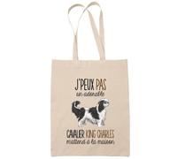 Tote Bag - Cavalier King Charles - Beige - 10L - Coton Biologique - Personnalisable