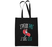 Tote Bag - Cesf - Je peux pas - Coton Bio - 10L - Noir - Personnalisable