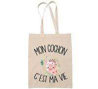 Tote bag cochon c'est la vie | Idée Cadeau Sac cabas Bandoulière, Sac de Plage | Imprimé en France