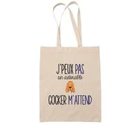 Tote Bag - cocker j'peux pas - Beige - 10L - Coton biologique - Éco-responsable