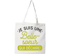 Tote bag coton recyclé une belle-soeur qui déchire | Imprimé en France, cadeau humour anniversaire original rigolo humoristique