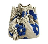 Tote Bag Crocheté À Fleurs Fait Main Tote Bohème à Pompons Fleuris