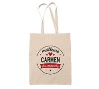 Tote Bag de la Meilleure Carmen du monde 1- Sac - Idée Tote Bag Personnalisable Cadeau Anniversaire Fête Original Famille Travail Départ Collègue Retraite Noël.