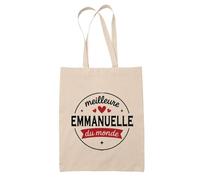 Tote Bag de la Meilleure Emmanuelle du monde 1- Sac - Idée Tote Bag Personnalisable Cadeau Anniversaire Fête Original Famille Travail Départ Collègue Retraite Noël.