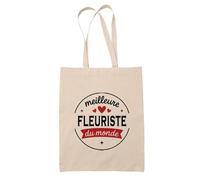 Tote Bag de la Meilleure Fleuriste du monde 1- Sac - Idée Tote Bag Personnalisable Cadeau Anniversaire Fête Original Famille Travail Départ Collègue Retraite Noël.