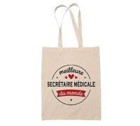 Tote Bag de la Meilleure Secrétaire médicale du monde 1- Sac - Idée Tote Bag Personnalisable Cadeau Anniversaire Fête Original Famille Travail Départ Collègue Retraite Noël.