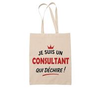 Tote Bag d'un Consultant qui déchire 2- Sac - Idée Tote Bag Personnalisable Cadeau Anniversaire Fête Original Famille Travail Départ Collègue Retraite Noël.