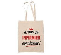 Tote Bag d'un Infirmier qui déchire 2- Sac - Idée Tote Bag Personnalisable Cadeau Anniversaire Fête Original Famille Travail Départ Collègue Retraite Noël.