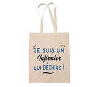 Tote Bag d'un Infirmier qui déchire - Sac - Idée Tote Bag Personnalisable Cadeau Anniversaire Fête Original Famille Travail Départ Collègue Retraite Noël.