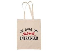 Tote Bag d'un Super Entraîneur - Sac - Idée Tote Bag Personnalisable Cadeau Anniversaire Fête Original Famille Travail Départ Collègue Retraite Noël.