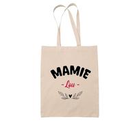 Tote Bag d'une Mamie Lou - Sac - Idée Tote Bag Personnalisable Cadeau Anniversaire Fête Original Famille Travail Départ Collègue Retraite Noël.