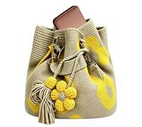 Tote Bag En Crochet À Fleurs - Sac À Main À Pompons Fleuris 3D | Sac À Main Décontracté D'Été,Pour Les Femmes Dames Filles Épouses Mères Voyageuses Bord De Mer Piscine Shopping Pique-Nique Et Concert
