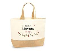 Tote bag en jute - PLANETEE - Marraine au top - Multicolore - Jute naturel - Fabriqué en France