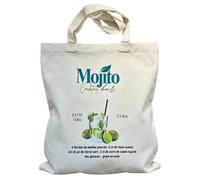 Tote Bag Été Coton avec Illustration Graphique Recette de Cocktail menthe citron - Sac Cabas en Toile Naturelle Robuste pour Shopping, Plage et Quotidien - Cadeau Original Homme et Femme