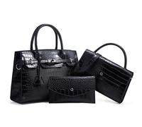 Tote Bag Fashion Messenger Large Capacity Cross Three-piece Mother And Daughter Set(Black)