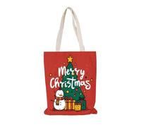 Tote Bag Femme Arbre Noël Bonhomme Neige Sac fourre-tout en coton,sacs en tissu d'épicerie réutilisables et légers,adaptés au bricolage, à la publicité,à la promotion,cadeaux,activités 35x40cm