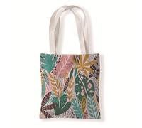 Tote Bag Femme Feuilles Colorées Sac fourre-tout en coton,sacs en tissu d'épicerie réutilisables et légers,adaptés au bricolage, à la publicité,à la promotion,aux cadeaux,aux activités 35x40cm