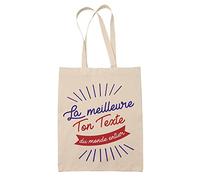 Tote Bag Femme Monde | Sac coton cabas réutilisable prénom nom métier personnalisé | Idée cadeau customisable