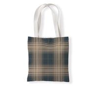 Tote Bag Femme Treillis Bleue Brune Sac fourre-tout en coton,sacs en tissu d'épicerie réutilisables et légers,adaptés au bricolage, à la publicité,à la promotion,aux cadeaux,aux activités 35x40cm