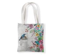 Tote Bag Femme Vintage Fleur Oiseau Sac fourre-tout en coton,sacs en tissu d'épicerie réutilisables et légers,adaptés au bricolage, à la publicité,à la promotion,aux cadeaux,aux activités 35x40cm