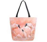Tote Bag Fight Of American Flamingos Phoenicopterus Rubernice Pink Big Birds Dancing The Water Animal Sac A Main Réutilisable Sacs À Provisions Élégant Sac De Plage Pour Travail Voyages 36X43Cm