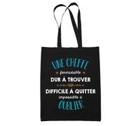 Tote Bag - Formidable Cheffe - Noir - Coton Recyclé - Réutilisable - 38x42 cm
