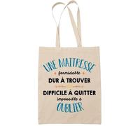 Tote Bag - Formidable Maitresse - Beige - Coton Recyclé - Réutilisable - 38x42 cm