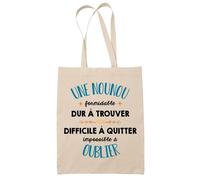 Tote Bag - Formidable Nounou - Beige - Coton Recyclé - Réutilisable - 10 Litres