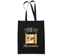 Tote Bag - Géographie - Je peux pas - Coton Bio - 10L - Idée Cadeau Unique