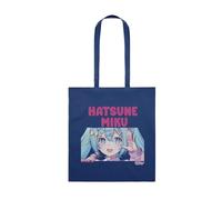 Tote bag Hatsune Miku en coton bio 37x41 cm - sac shopping léger, sac cabas écologique réutilisable, format pratique pour courses, école ou loisirs (Bleu 4)