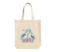 Tote bag Hatsune Miku en coton bio 37x41 cm - sac shopping léger, sac cabas écologique réutilisable, format pratique pour courses, école ou loisirs (Beige 2)