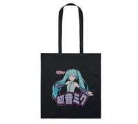 Tote bag Hatsune Miku en coton bio 37x41 cm - sac shopping léger, sac cabas écologique réutilisable, format pratique pour courses, école ou loisirs (Noir2)
