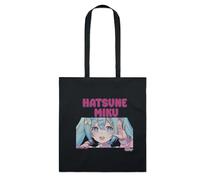 Tote bag Hatsune Miku en coton bio 37x41 cm - sac shopping léger, sac cabas écologique réutilisable, format pratique pour courses, école ou loisirs (Noir 4)