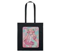 Tote bag Hatsune Miku en coton bio 37x41 cm - sac shopping léger, sac cabas écologique réutilisable, format pratique pour courses, école ou loisirs (Noir 5)