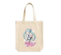 Tote bag Hatsune Miku en coton bio 37x41 cm - sac shopping léger, sac cabas écologique réutilisable, format pratique pour courses, école ou loisirs (Beige 1)